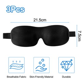 Brevanza Pack of 3 Sleeping Masks, 3D Eye Mask, Sleeping Mask with Deep Eye Sockets, Sleep Mask for Men and Women, Adjustable Sleeping Masks, Full Light Blocking Sleep Mask for Travel
