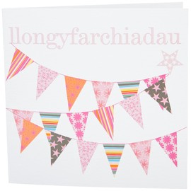 Claire Giles Sherbet Sundaes Welsh Llongyfarchiadau Congratulations Card - Pink