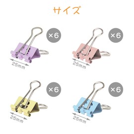 Double Clips, 1.0 inches (25 mm), 24 Pieces, 4 Colors, Small, Smiling Design, Metal Paper Clips, Document Organizer, Office Supplies, Office, Cute, Colorful (25mm-Macaron Color)