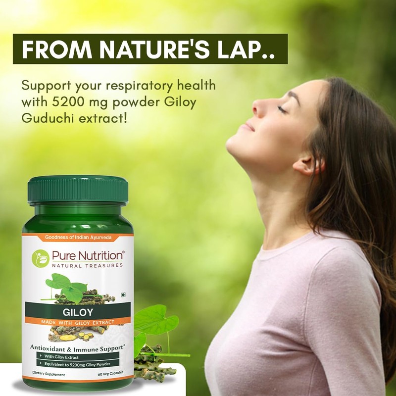 Pure Nutrition Giloy Supplement Made with Giloy Stem Extract, Leaf
