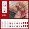 Christmas Press on Nails Short Square Fake Nails Glitter French