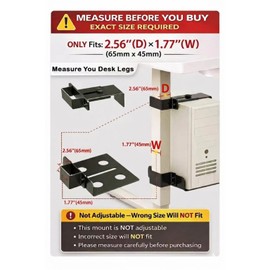 Under Desk PC Mount, No-Drill CPU Holder for 65x45mm Standing Desk Legs
