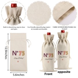 FBCCZEY Happy 75th Birthday Party Decorations Women for Men, Cool 75th Birthday Gifts for Women Men Wine Bag, Unique Birthday Gifts for 75 Year Old Man Wine Bags, N 75 Happy Birthday Wine Bag
