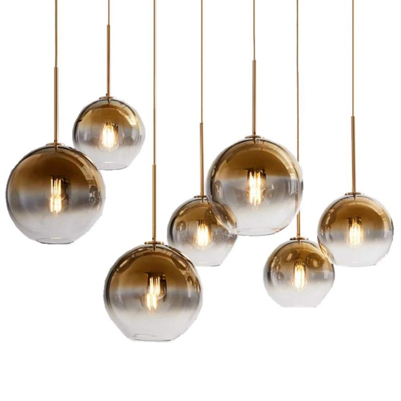 H XD GLOBAL Gradient Color Glass Pendant Light,Modern Glass Hanging