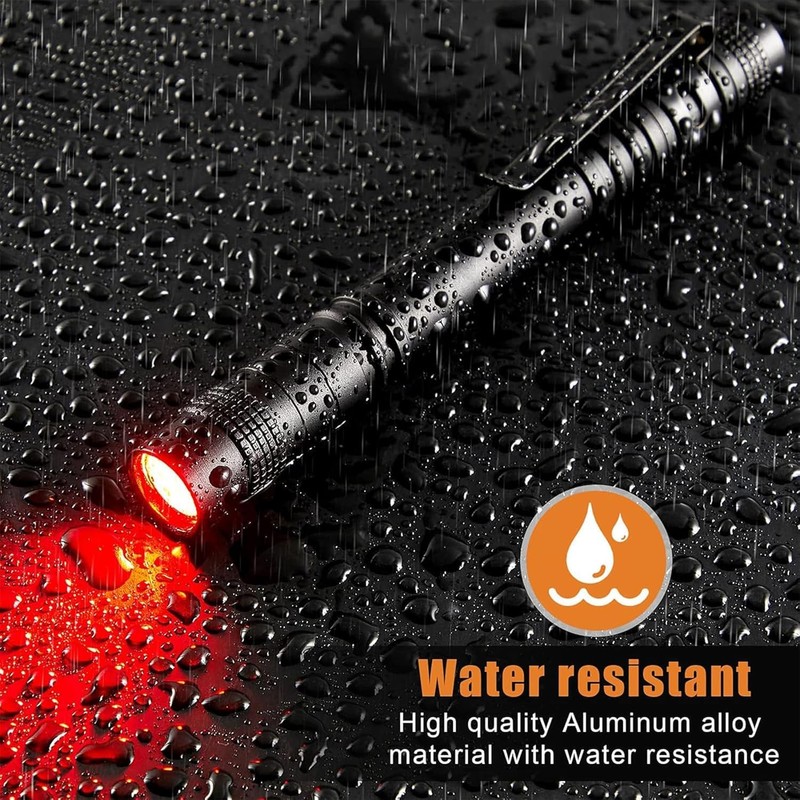 POCKETMAN Red Torch LED Pen Flashlights, Mini, Waterproof Pocket Flashlight