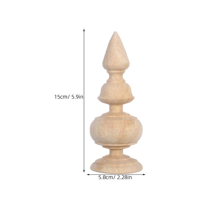 Toddmomy Wood Post Finial Topper 5.90X2.28In Unfinished Carved Stair Pillar