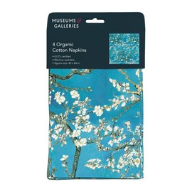 Van Gogh Almond Branches in Bloom Pack of 4 Organic Cotton Napkins