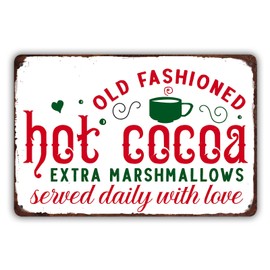Old Fashioned Hot Cocoa Extra Marshmallows Sign Coffee Station Accessories Decor for Kitchen Coffee Bar Coffee Nook Corner 8x12 inch