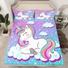 Girls' Unicorn Fitted Sheet Girllike Glitter Animal Decor Fitted Sheet