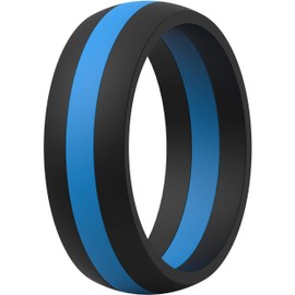 ThunderFit Silicone Wedding Rings for Men, Breathable Edition Rubber Engagement Bands Airflow Inner Grooves 8.5mm Wide 2.5mm Thick - 1/2/3/4/5/6/7 Variety Multipack (Pack ZG, Size 5.5-6 (16.5mm))