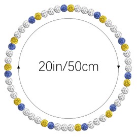 VIEKIER Baseball Chain Beaded Necklace, 16/18/20'' Ice Collection Diamond Rhinestone Bling Discoball Baseball Dirp Accessories Necklace for Sport Lovers (White, Yellow, Blue)