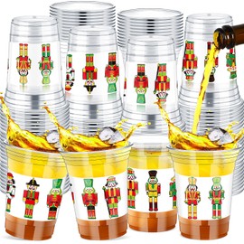 Jingmore 48 Pcs Disposable Christmas Plastic Cups 12 oz Nutcracker Christmas Cups Xmas Winter Holiday Cups Drinkware for Beer Coffee Beverage Merry Christmas Party Supplies Decorations Favor