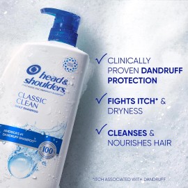 Clean Head & Shoulders Classic Clean Dandruff Shampoo Twin Pack, 32.1oz Eachc