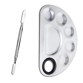 Witbicg Makeup Mixing Palette, Stainless Steel Cosmetic Spatula for Nail Art, Eyeshadow, Eyelashes, Make-Up, Professional Pigment Mix, Lightweight, Easy to Clean (16 x 12.5 cm)
