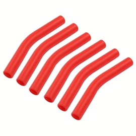 Hitefu 6 Pack Food Grade Silicone Straw Tips, Reusable Rubber Tips Metal Straw Covers, Flex Elbow Hydraflow Tip for Stainless Steel Straws (Red)