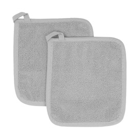 100% Cotton Terry Pot Holders for Kitchen, 2-Pack, 8.5"x8.25" Titanium Gray RITZ Royale