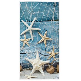 Starfish Seashell Tropical Beach Hand Towels 16x30 in Sea Ocean Marine Nautical Bathroom Towel Soft Absorbent Wooden Summer Small Bath Towel Kitchen Dish Guest Towel Home Bathroom Decorations