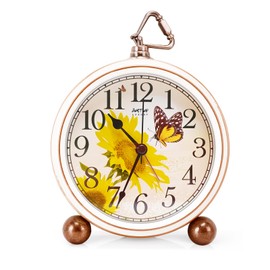 Retro Desk Clock, 5 Inches Cute Butterfly Vintage Alarm Clock, Silent Non Ticking Small Clock Battery Powered, Loud Alarm Clock for Heavy Sleepers, Decor Table Clocks Gift for Mother's Day (Butterfly)