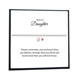 Daughter Gift, Puffy Heart Bracelet with Birthstone 925 Sterling Silver, Gifts for Girls, Gifts for Women