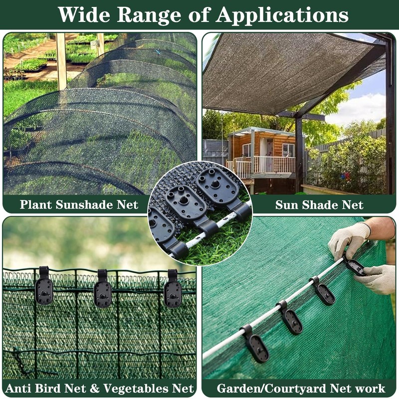 100Pcs Shade Cloth Clips, Sun Shade Clips - Black Plastic