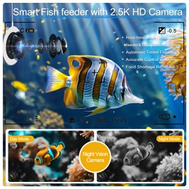 WiFi Automatic Fish Feeder for Aquarium with 2K HD Camera,Smart Auto Fishs Feeder,Fish Food Dispenser, App Control, Timer, USB Charge, Vacation Feeders with 230ml Large Capacity