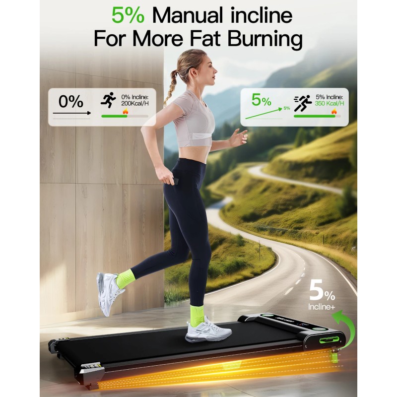 Akluer Electric Walking Pad 330LBS Dual-Sided Incline LED Screen Treadmill