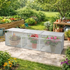 6 x 2 FT Mini Greenhouse for Outdoor, Small Polycarbonate Greenhouses with Aluminum Frame and Adjustable Latch, Waterproof & UV Protected Portable Green House for Outside Garden Patio Backyard