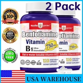 NuvitaGarden 750 mg Benfotiamine - Vitamin B1 Thiamin Supplement - Supports Metabolism