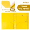 MSSISZD 12-Pack Plastic Folders with Pockets and Prongs, Folders with