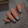 KQueenest Dark Gray Press On Nails Short Square - Acrylic