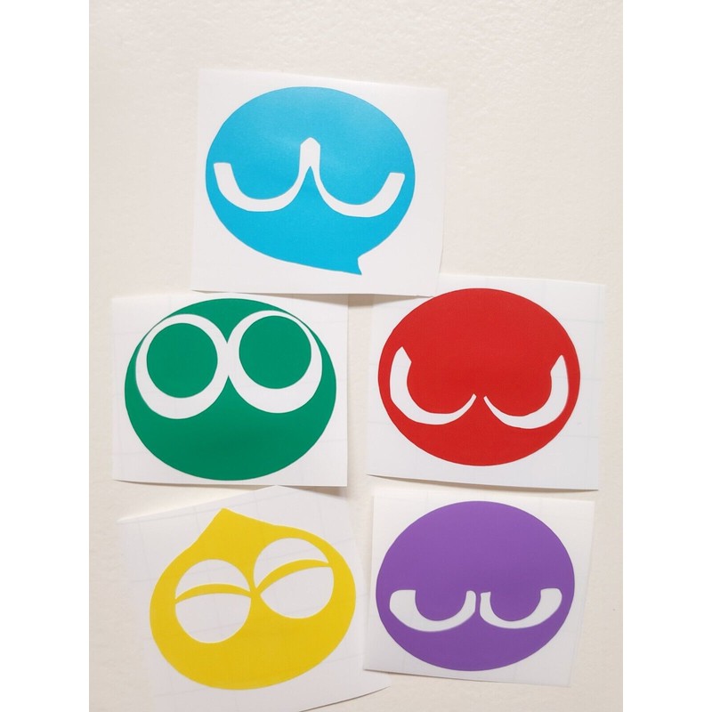Puyo Puyo Arcade Game Set Sticker Vinyl Decals Binders, Walls,