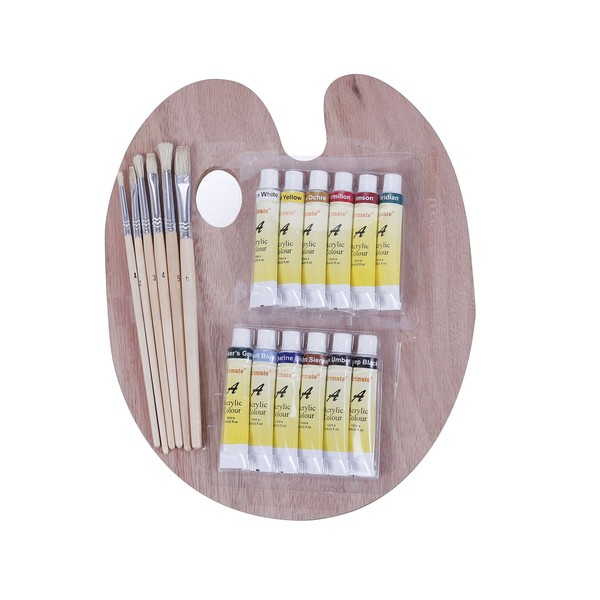 EXERZ CE0017 Paint Brush & Pallet Set - 6 Brushes