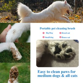 Portable Medium Dogs Muddy Paws Cleaner Feet Washer Cup with Grooming Brush Silicone Blue