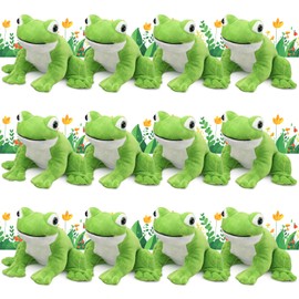 Blueweenly 12 Pcs 6 Inch Realistic Frog Plush Toy for Kids Frog Stuffed Animal Plush Simulation Green Soft Cute Sitting Plushie with Leg Lifelike Amphibian Reptilian Plushie Pillow Toy for Home Decor