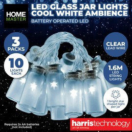 Home Master 10 Jar Shaped Mini LED Light String, Cool White