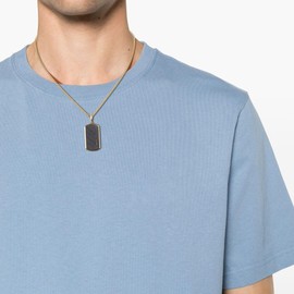 GAVU Men's Gold Necklace Gold Plated Stainless Steel Necklace, Black Tag Pendant Necklace for Men 55cm