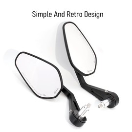 E9 MARK Motorcycle Handlebar Bar End Mirror, Billet Aluminum Rearview Motorcycle End Bar Mirror Universal 7/8" Round Anti Glare, Compatible with Most Scooters, ATV, UTV, Kawasaki, Ducati, Suzuki