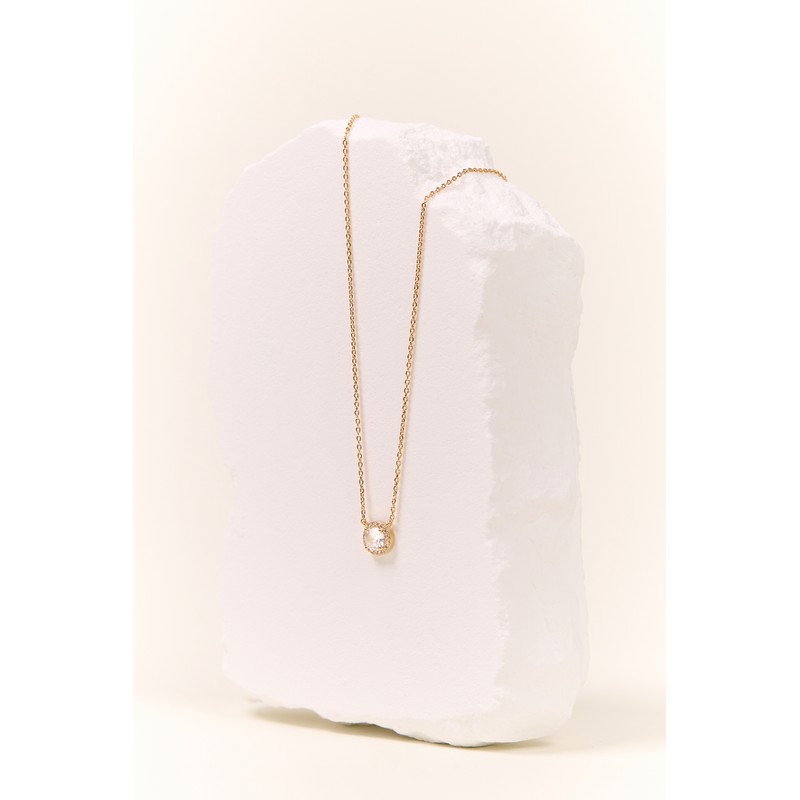 [Exclusive] Gold & Deer 14KGP Merime Pave Cubic Necklace White