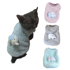 FLAdorepet 3 Packs Teacup Dog Cat XXS Clothes for Chihuahua Yorkie,Winter Warm Fleece Puppy Pet Clothes Sweater Shirt Vest for Mini Newborn Extra Small Dogs (Elephant, XXS(Pet 1-2LBS))