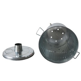 Plexon Metal Compost Bin Outdoor Burn Bin - Galvanized Trash Can with Lid Chimney and Vent Holes - Trash Burning Container Composter Incinerator for Garbage, 20 Gallon (Chimney Lid and Vent Holes)