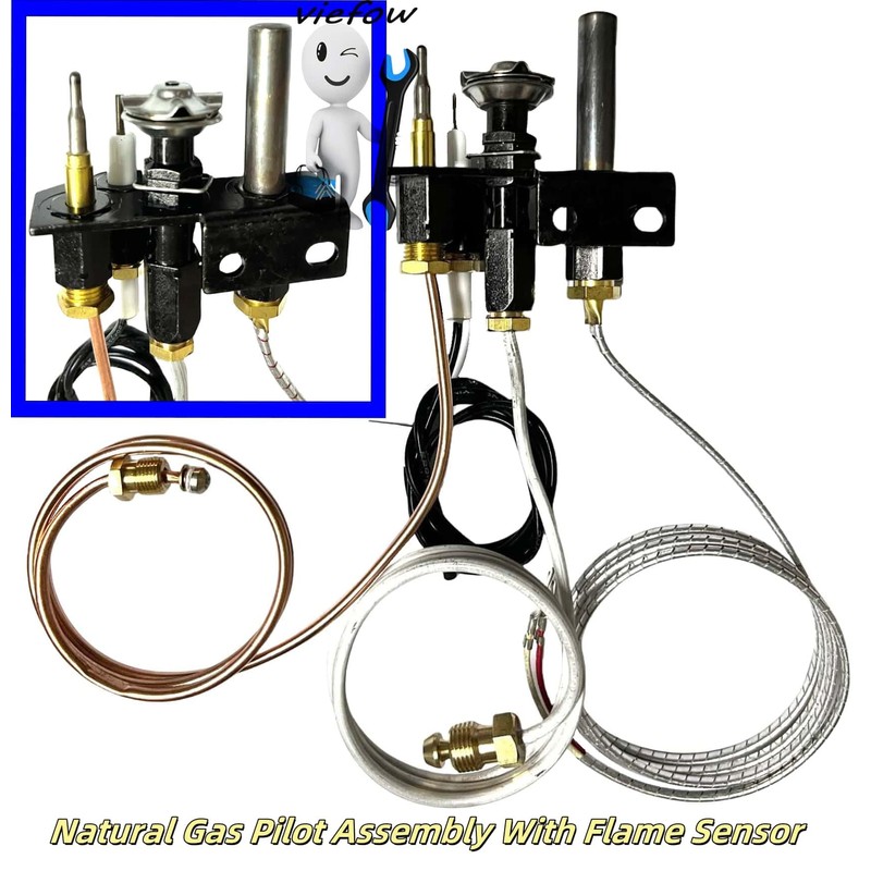 Viefow Natural Gas Pilot Assembly with Flame Sensor Fits Lennox,