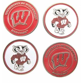Team Golf Wisconsin Badgers Ball Marker Set of 4- markers: fits hat clip or divot tools