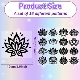 CREATCABIN 16Pcs July Lotus Flower Silhouettes Mason Jar Decor Laser Cut Cardboard Scrapbook Cutouts Die Cuts PVC for Crafting Lantern Jars Wall Painting Window Glass Phones 3.9x3.5Inch-No Sticker