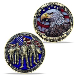 Military Thank You for Your Service Challenge Coin Veterans Soldiers Appreciation Gift Proudly Salutes You - Bronze