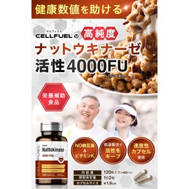 ナットウキナーゼ 活性4000Fus 納豆キナーゼ 120粒 (約60日分) 大容量 (分析成績書あり) 速放性カプセル使用 CELLFUEL from N.Y.