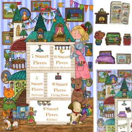 FoxSmartBox Wooden Smart Puzzle with Smart Pieces by FoxSmartBox - 330+36 pcs- Amusing House
