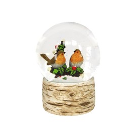 Gisela Graham Large Robin Winter Scene Snow Globe Dome Christmas Decoration