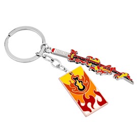 Weeb Keychains Demon Slayer Keychain, Key Ring Set for True Demon Slayer Fans, Anime Gifts with Durable Metal & Vibrant Colors, Phone Charms & Cool Keychains for Bag, Wallet & Car Key | Rengoku