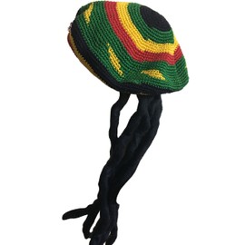 Trendofindia Neue Jamaika Reggae Mütze mit Rasta Dreads Dreadlocks Perücke