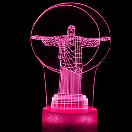MOLLY HIESON 3D Jesus Cross Night Light Table Desk Optical Illusion Lamps 16 Color Changing Lights LED Table Lamp Xmas Home Love Birthday Children Kids Decor Toy Gift